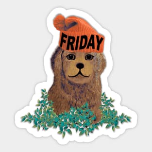 Friday Mood Beanie Puppy Sticker